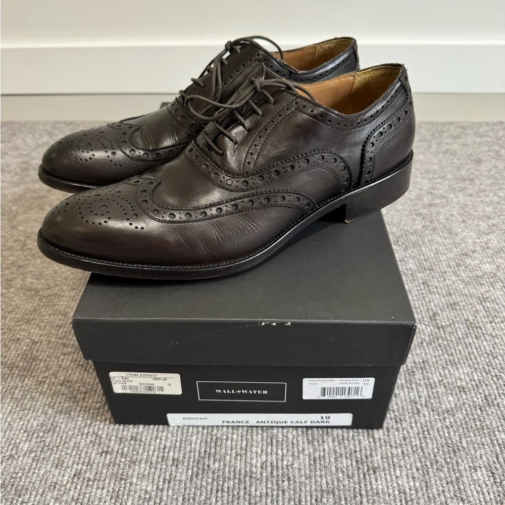 Brown Leather Men's Brogue Wingtip Shoes size 10